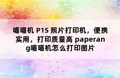 PAPERANG/喵喵机 P1S 照片打印机，便携实用，打印质量高 paperang喵喵机怎么打印图片